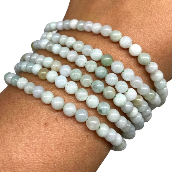 4mm Burma Jadeite Beaded Stretch Bracelet Natural Stone Gemstone Myanmar Jade - Picture 6 of 6